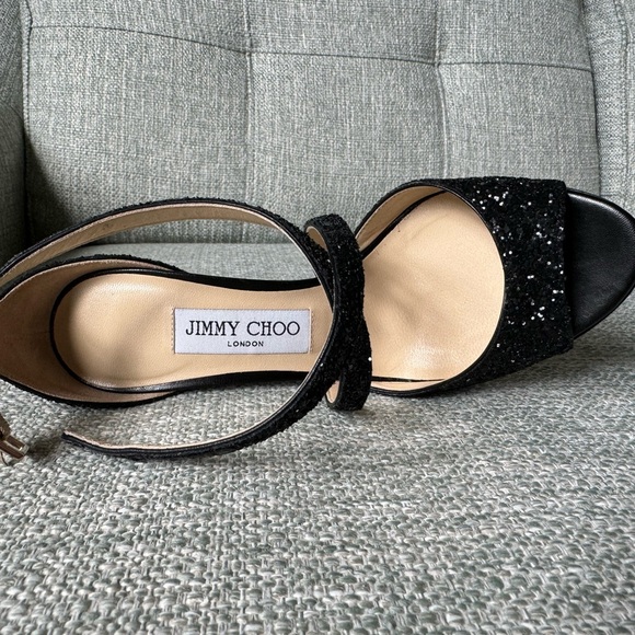 Jimmy Choo sparkling black sandals. Size 37.5. - Picture 3 of 13